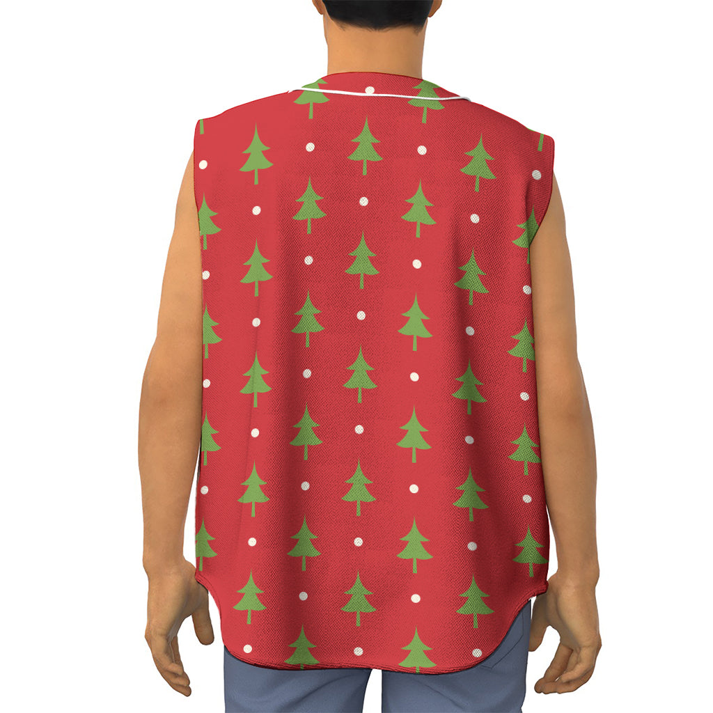 Polka Dot Christmas Tree Pattern Print Sleeveless Baseball Jersey