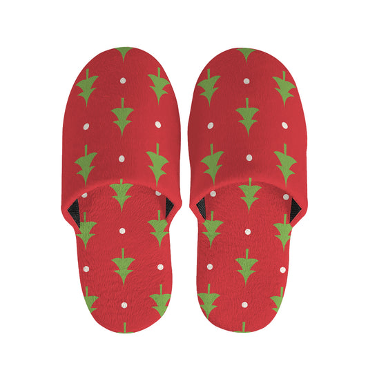 Polka Dot Christmas Tree Pattern Print Slippers