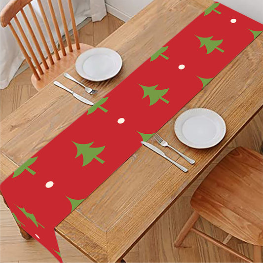 Polka Dot Christmas Tree Pattern Print Table Runner