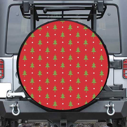 Polka Dot Christmas Tree Pattern Print Tire Cover