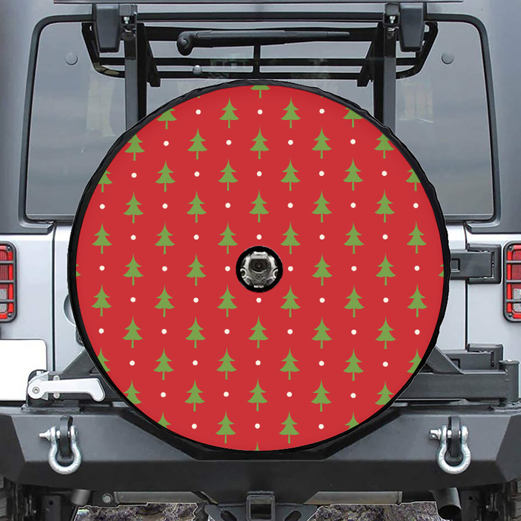 Polka Dot Christmas Tree Pattern Print Tire Cover With Camera Hole