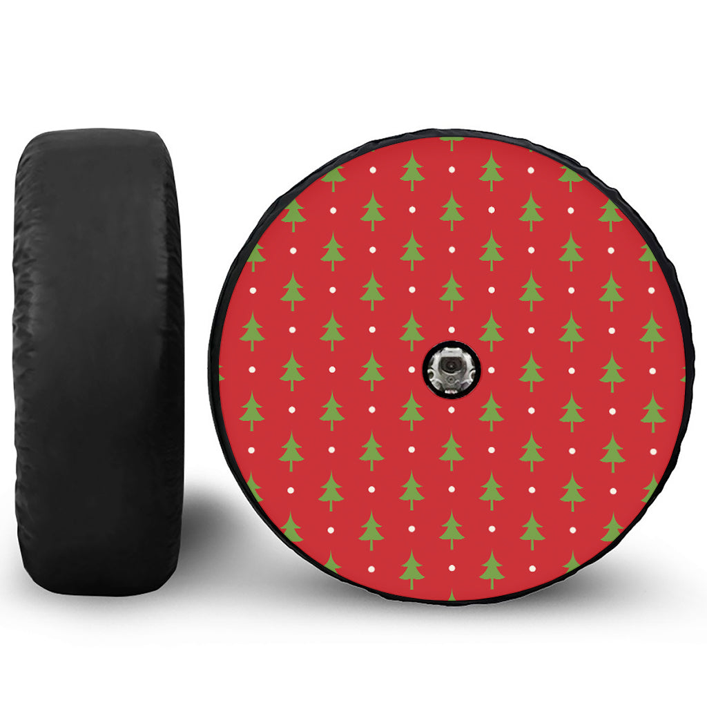 Polka Dot Christmas Tree Pattern Print Tire Cover With Camera Hole