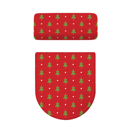 Polka Dot Christmas Tree Pattern Print Toilet Lid And Tank Cover Set