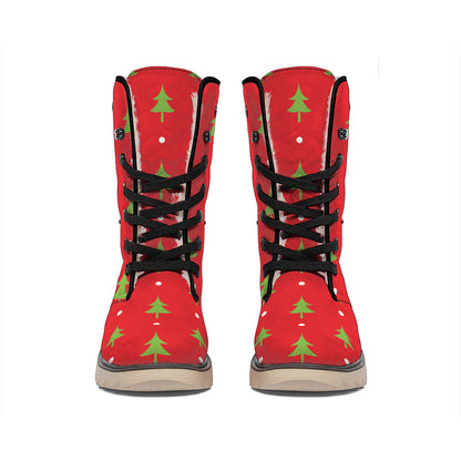 Polka Dot Christmas Tree Pattern Print Winter Boots