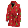 Polka Dot Christmas Tree Pattern Print Women's Bathrobe