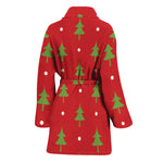 Polka Dot Christmas Tree Pattern Print Women's Bathrobe