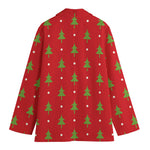 Polka Dot Christmas Tree Pattern Print Women's Cotton Blazer