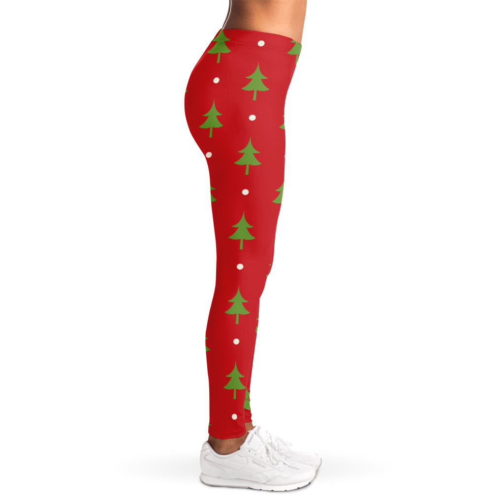 Polka Dot Christmas Tree Pattern Print Women's Leggings