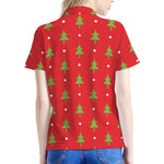 Polka Dot Christmas Tree Pattern Print Women's Polo Shirt