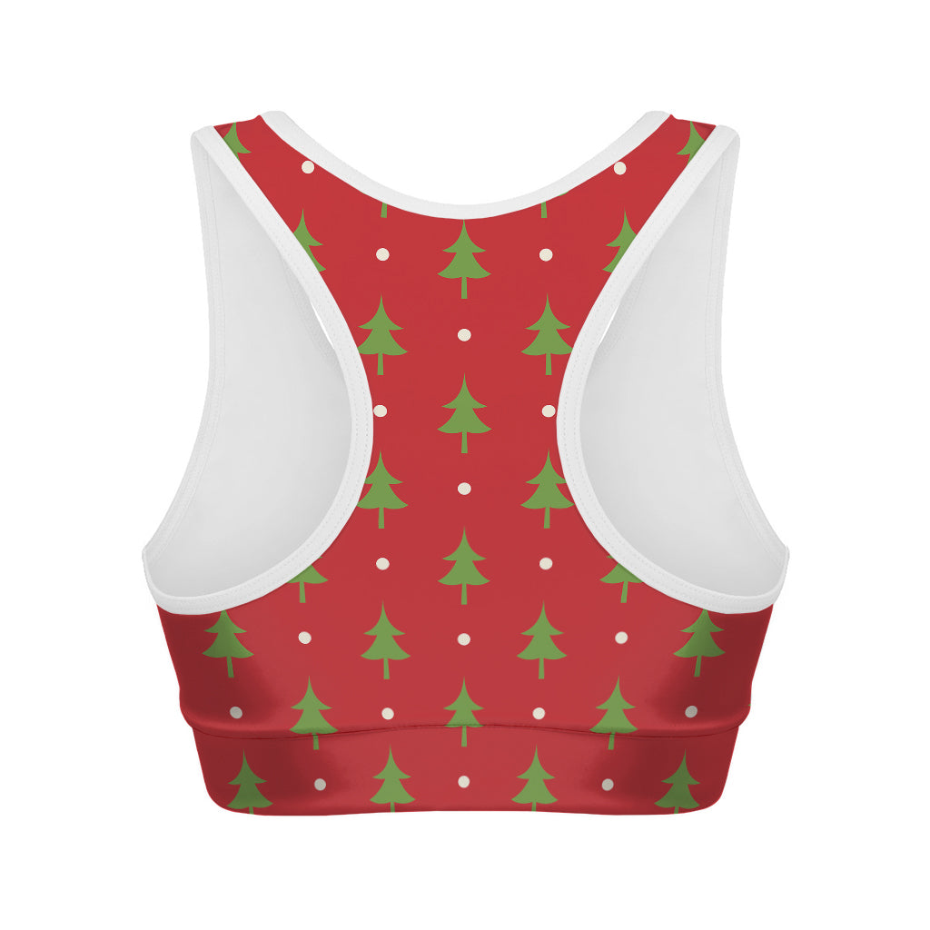 Polka Dot Christmas Tree Pattern Print Women's Sports Bra