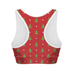 Polka Dot Christmas Tree Pattern Print Women's Sports Bra