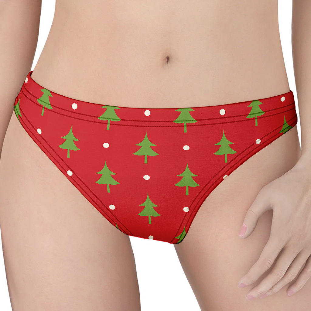 Polka Dot Christmas Tree Pattern Print Women's Thong