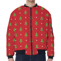 Polka Dot Christmas Tree Pattern Print Zip Sleeve Bomber Jacket