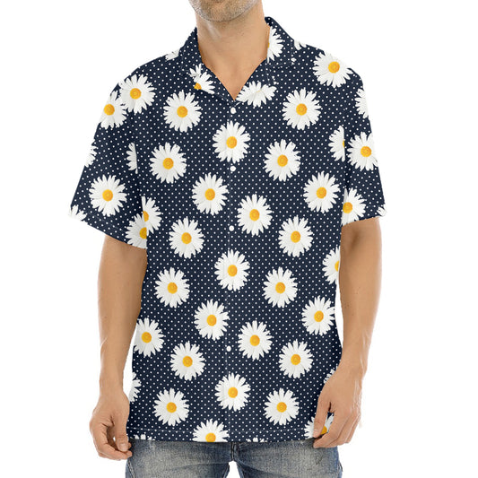 Polka Dot Daisy Floral Pattern Print Aloha Shirt