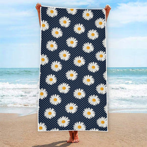 Polka Dot Daisy Floral Pattern Print Beach Towel