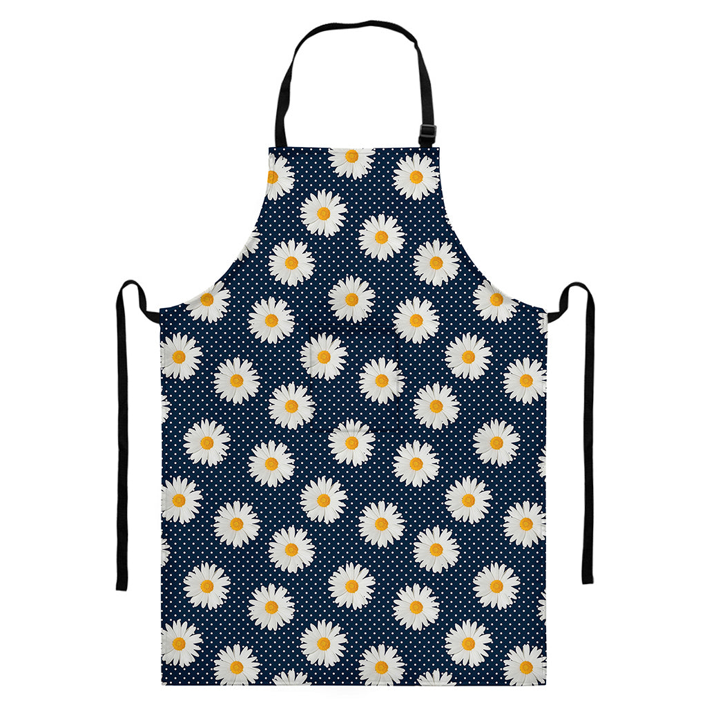 Polka Dot Daisy Floral Pattern Print Bib Apron With Pocket