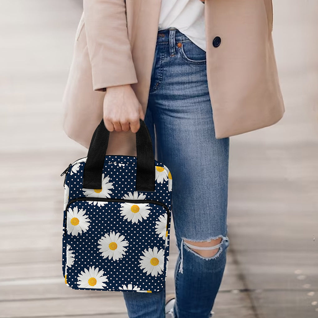 Polka Dot Daisy Floral Pattern Print Bible Tote Bag