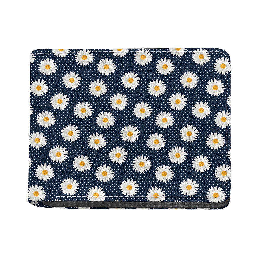 Polka Dot Daisy Floral Pattern Print Bifold Wallet
