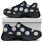 Polka Dot Daisy Floral Pattern Print Black Chunky Shoes