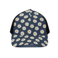 Polka Dot Daisy Floral Pattern Print Black Mesh Trucker Hat