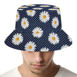 Polka Dot Daisy Floral Pattern Print Bucket Hat