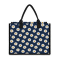 Polka Dot Daisy Floral Pattern Print Canvas Tote Bag
