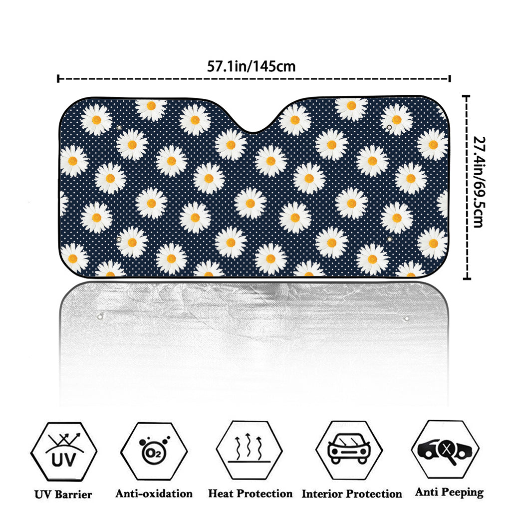 Polka Dot Daisy Floral Pattern Print Car Windshield Sun Shade