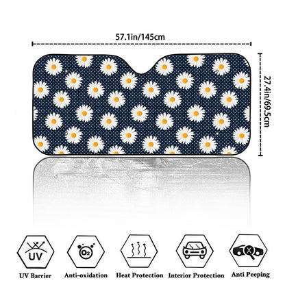 Polka Dot Daisy Floral Pattern Print Car Windshield Sun Shade