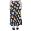 Polka Dot Daisy Floral Pattern Print Chiffon Maxi Skirt