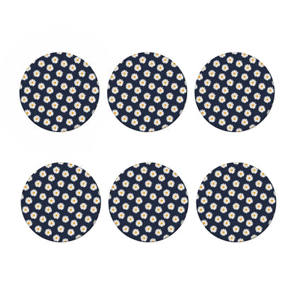 Polka Dot Daisy Floral Pattern Print Coaster Set
