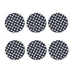 Polka Dot Daisy Floral Pattern Print Coaster Set