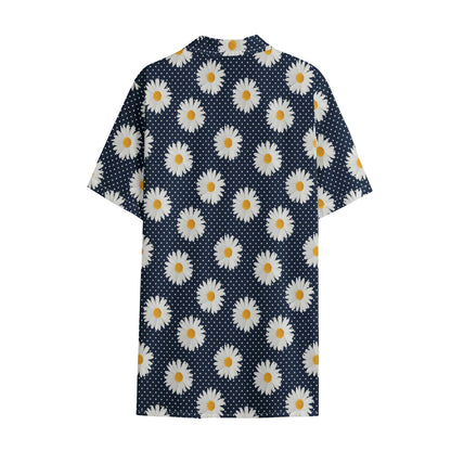 Polka Dot Daisy Floral Pattern Print Cotton Hawaiian Shirt