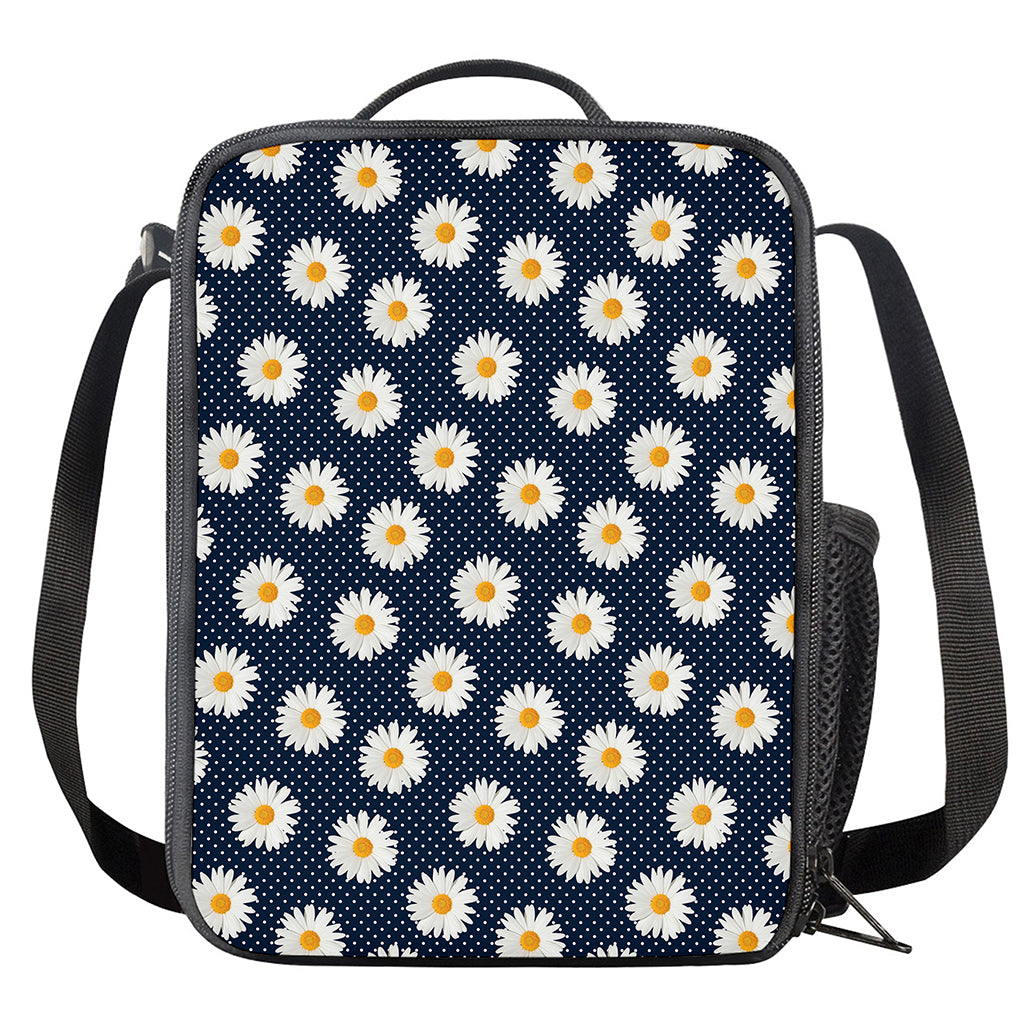 Polka Dot Daisy Floral Pattern Print Crossbody Lunch Bag