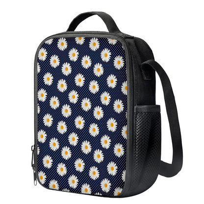 Polka Dot Daisy Floral Pattern Print Crossbody Lunch Bag