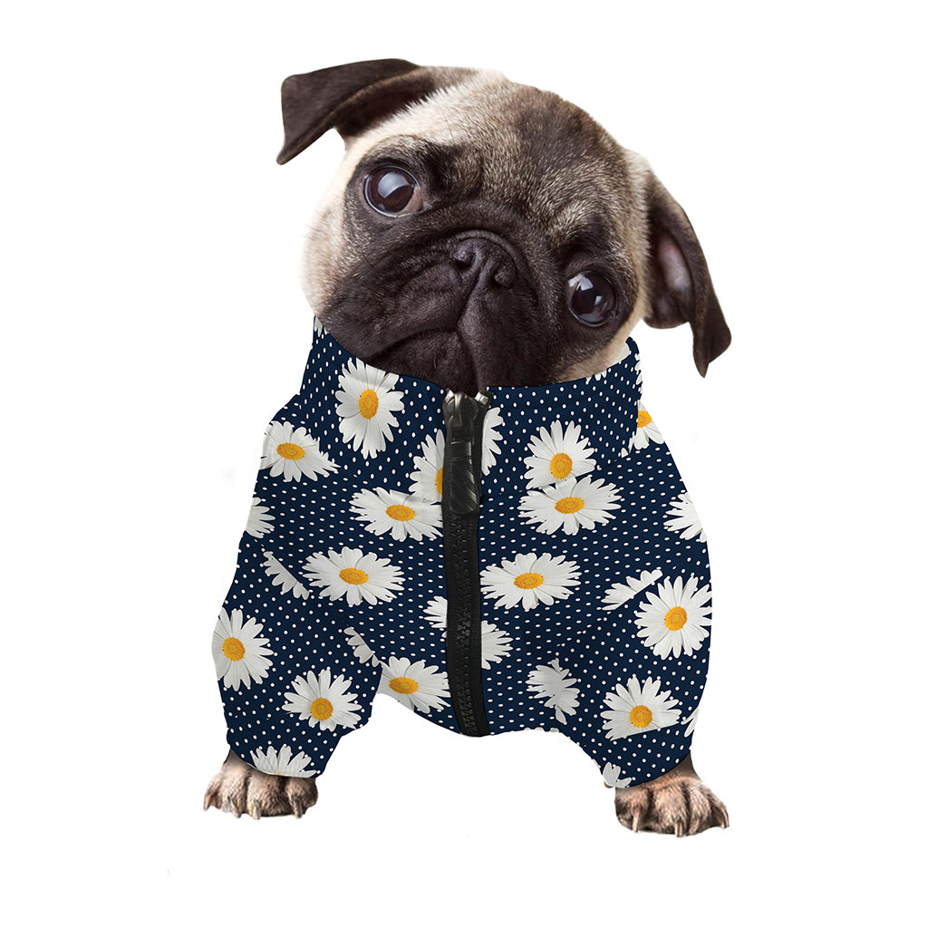 Polka Dot Daisy Floral Pattern Print Dog Zip Up Jacket