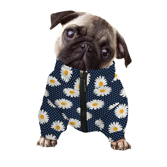 Polka Dot Daisy Floral Pattern Print Dog Zip Up Jacket