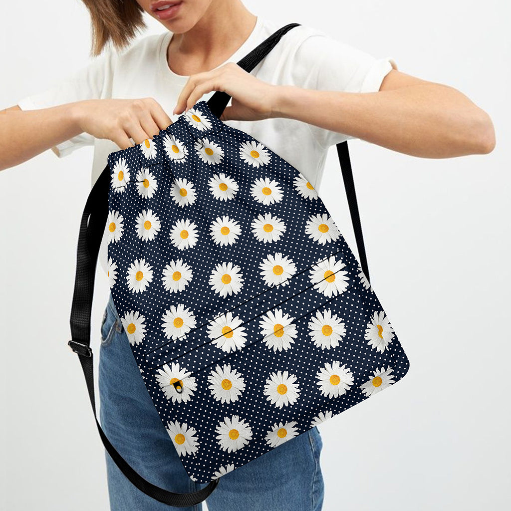 Polka Dot Daisy Floral Pattern Print Drawstring Backpack