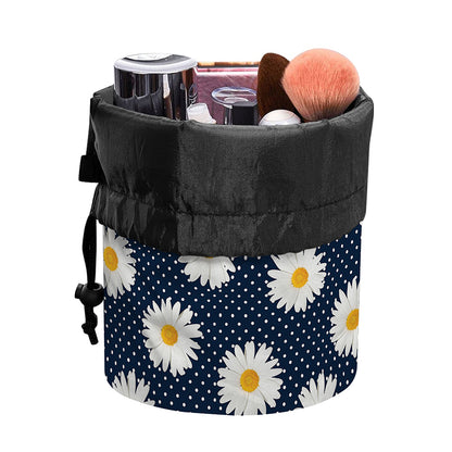 Polka Dot Daisy Floral Pattern Print Drawstring Makeup Bag