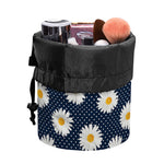 Polka Dot Daisy Floral Pattern Print Drawstring Makeup Bag