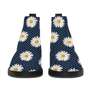 Polka Dot Daisy Floral Pattern Print Flat Ankle Boots