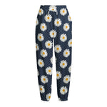 Polka Dot Daisy Floral Pattern Print Fleece Lined Knit Pants