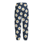 Polka Dot Daisy Floral Pattern Print Fleece Lined Knit Pants