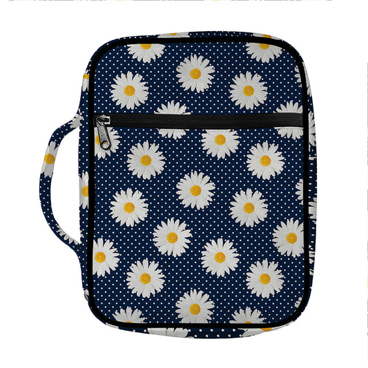 Polka Dot Daisy Floral Pattern Print Front Pocket Bible Bag