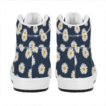 Polka Dot Daisy Floral Pattern Print High Top Leather Sneakers