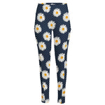 Polka Dot Daisy Floral Pattern Print High-Waisted Pocket Leggings