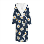 Polka Dot Daisy Floral Pattern Print Hooded Bathrobe