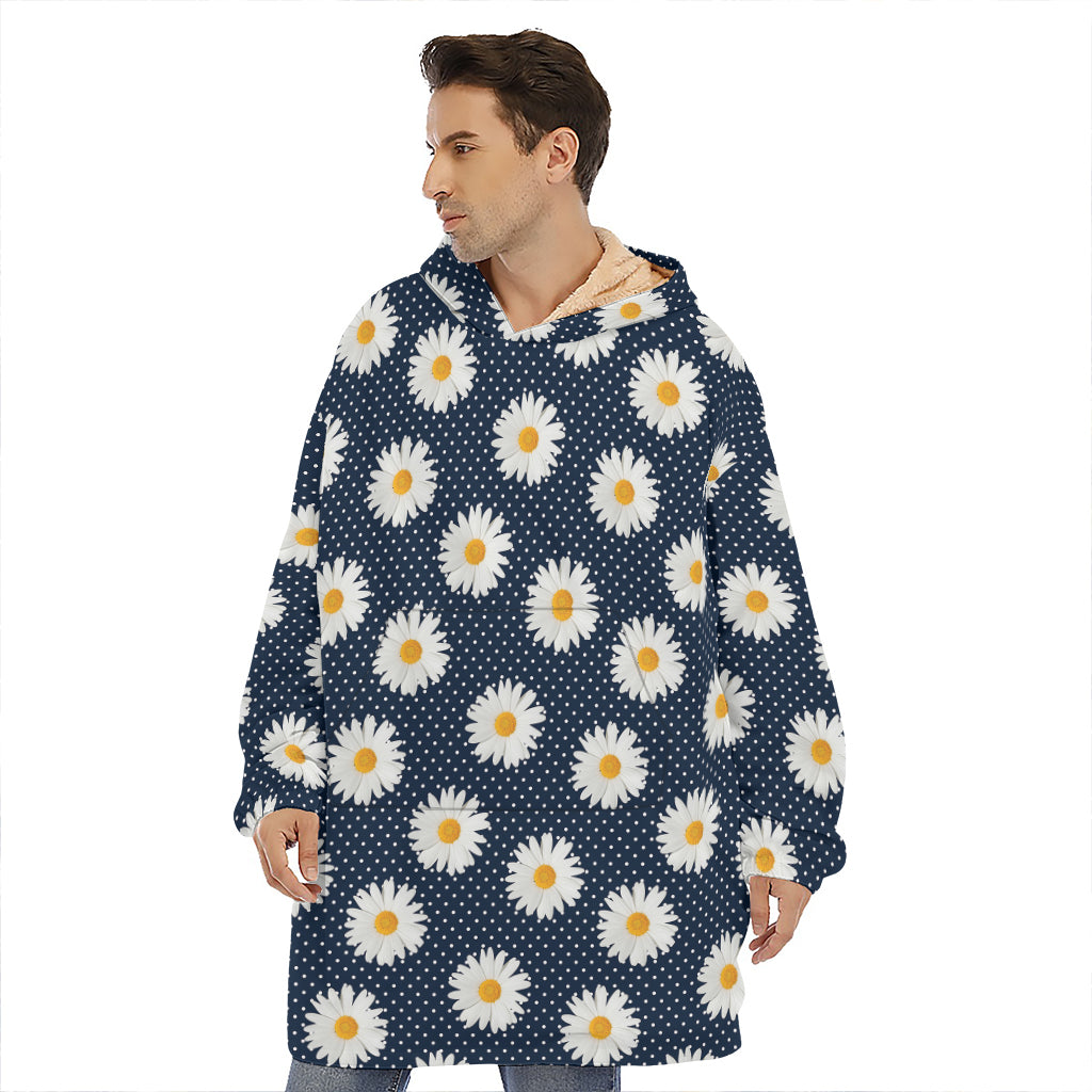 Polka Dot Daisy Floral Pattern Print Hoodie Blanket