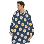 Polka Dot Daisy Floral Pattern Print Hoodie Blanket
