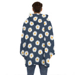 Polka Dot Daisy Floral Pattern Print Hoodie Blanket