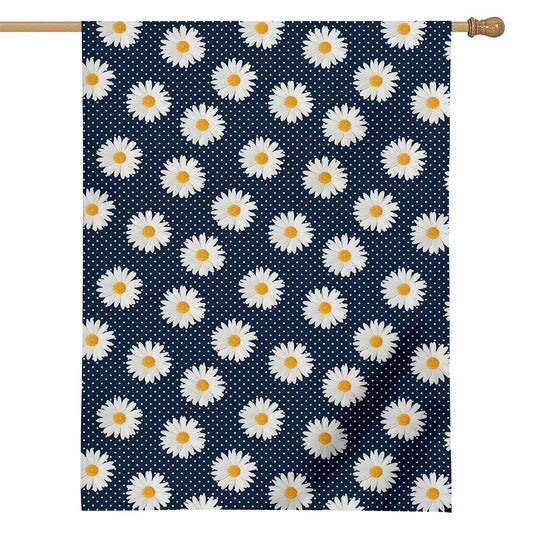 Polka Dot Daisy Floral Pattern Print House Flag